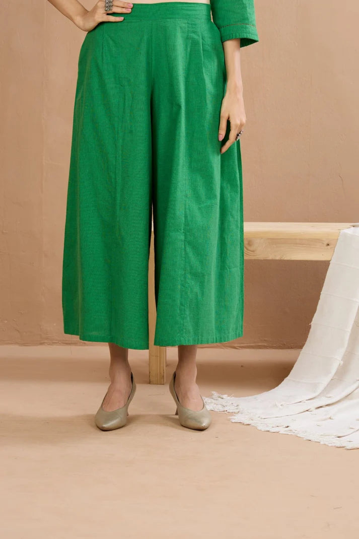 Box Pleated Culotte - Parrot Green