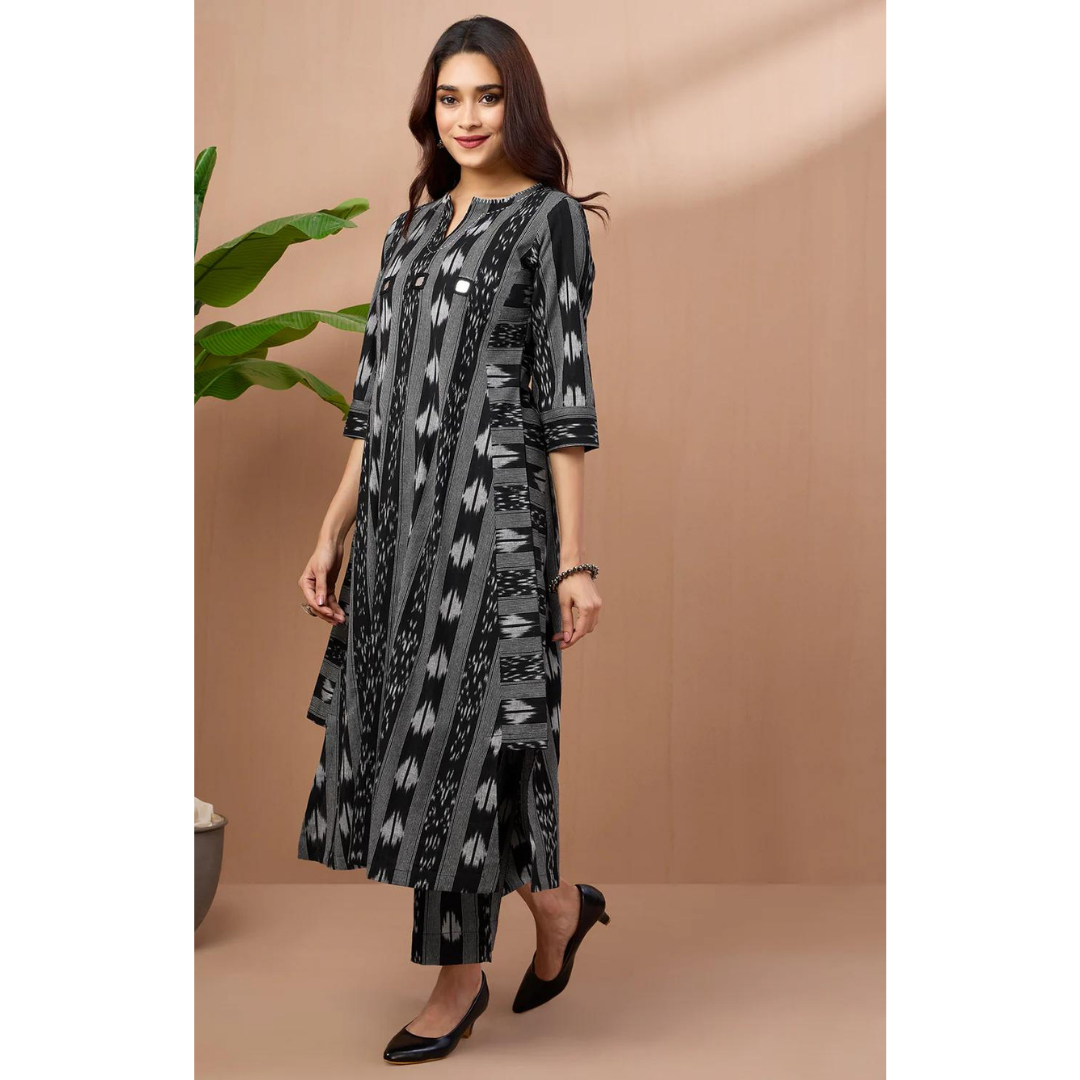 Co-Ord Set Long Kurta With Side Twist - Shadow Streaks