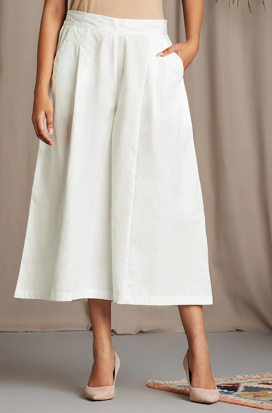 Box Pleated Ivory White Culottes