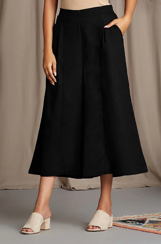 Box Pleated Black Culottes