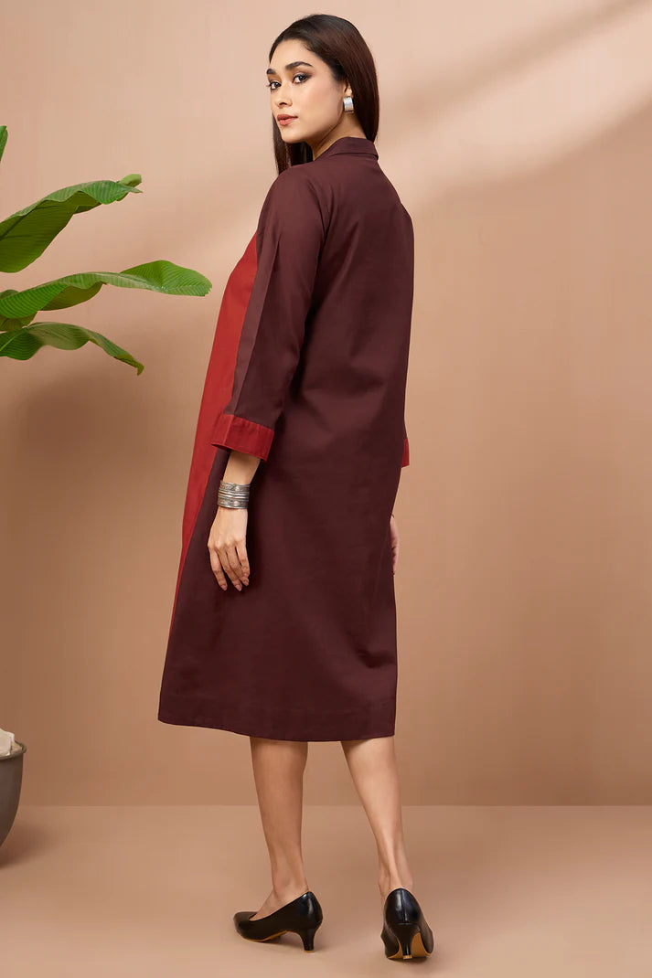 Chestnut Rust Cotton Cross Shirt Dress