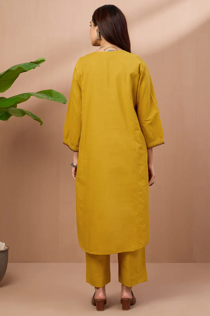 Dijon Yellow Cotton Co-Ord Set (Set Of 2)