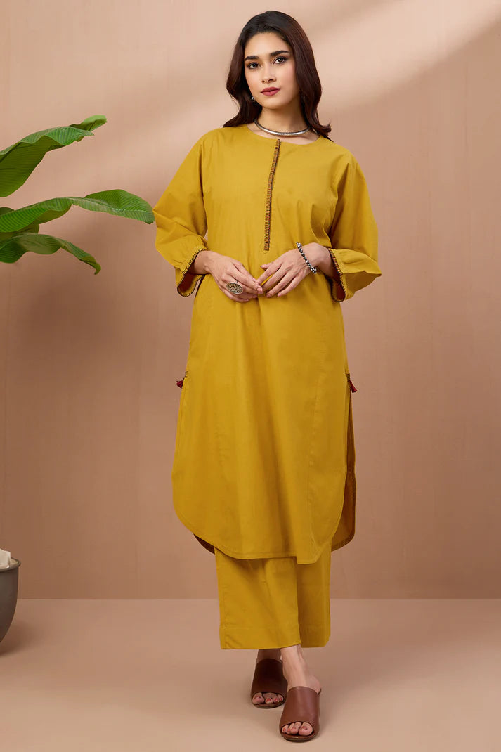 Dijon Yellow Cotton Co-Ord Set (Set Of 2)