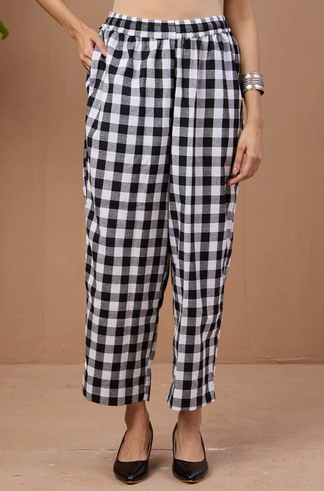 Gingham Mono Checks Cotton Co-Ord Set (Set Of 2)