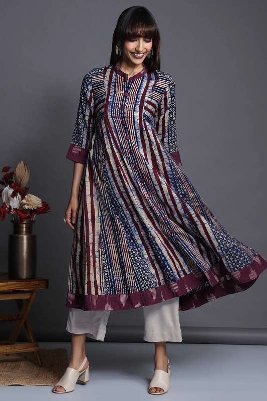 High Collar Button Down Anarkali