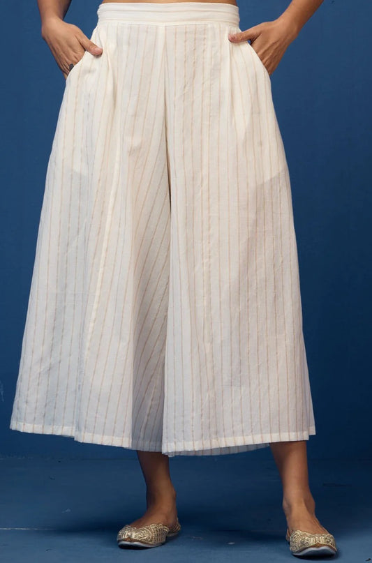 Gold Striped White Culotte