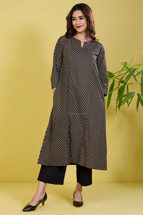 Reversible A-Line Kalidar Kurta Ebony Vineyard