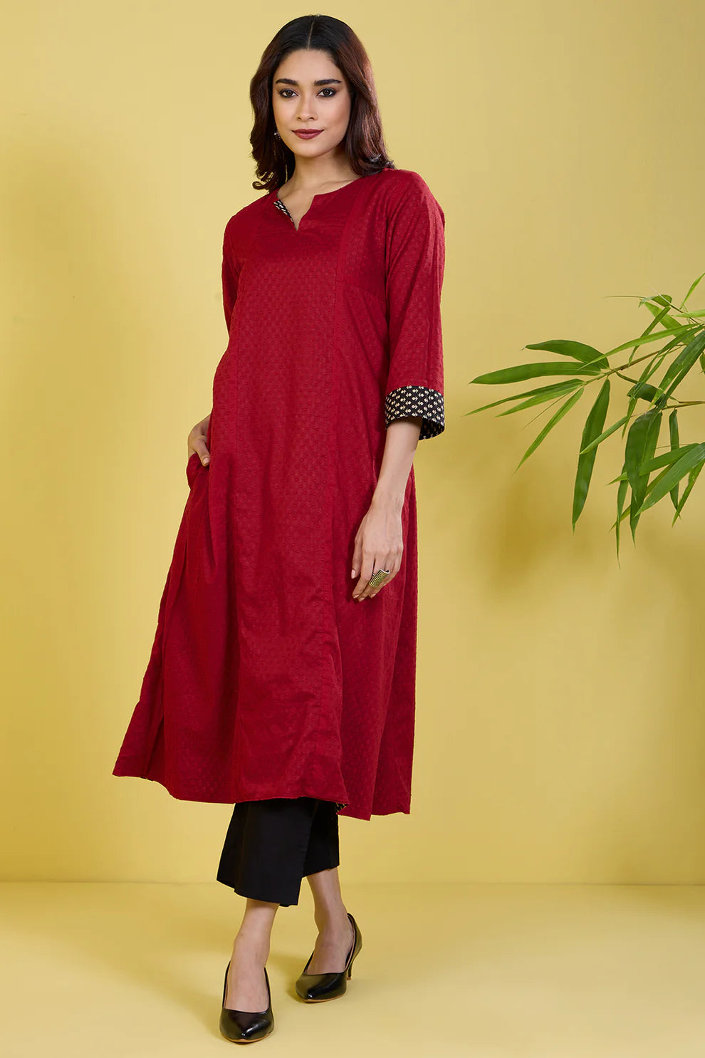 Reversible A-Line Kalidar Kurta Ebony Vineyard