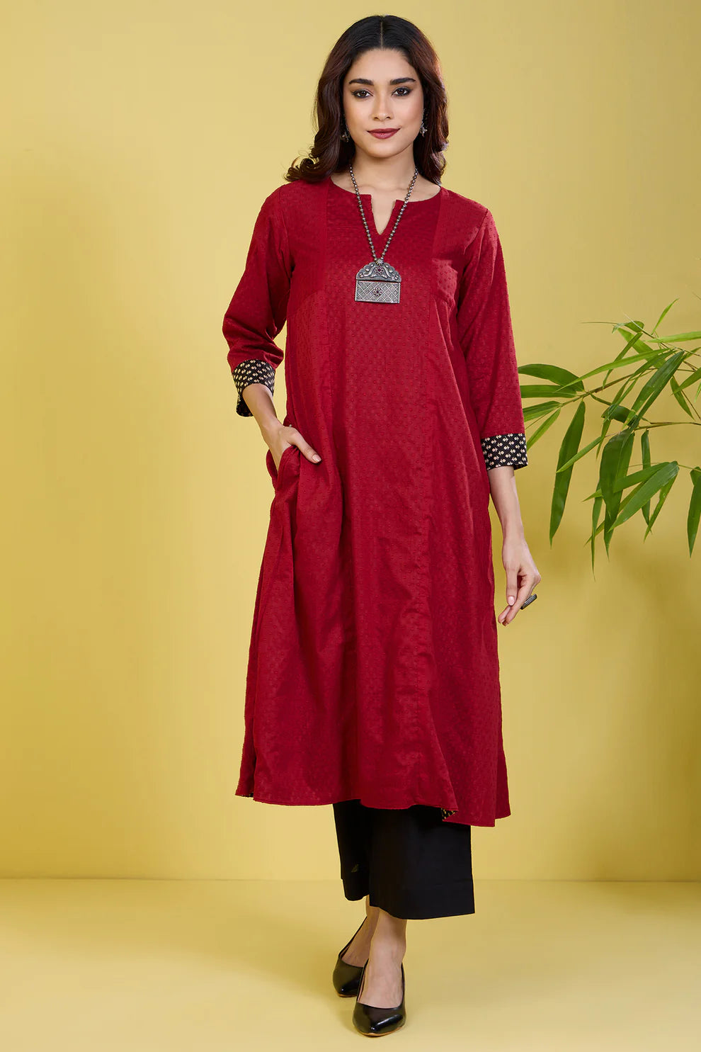 Reversible A-Line Kalidar Kurta Ebony Vineyard