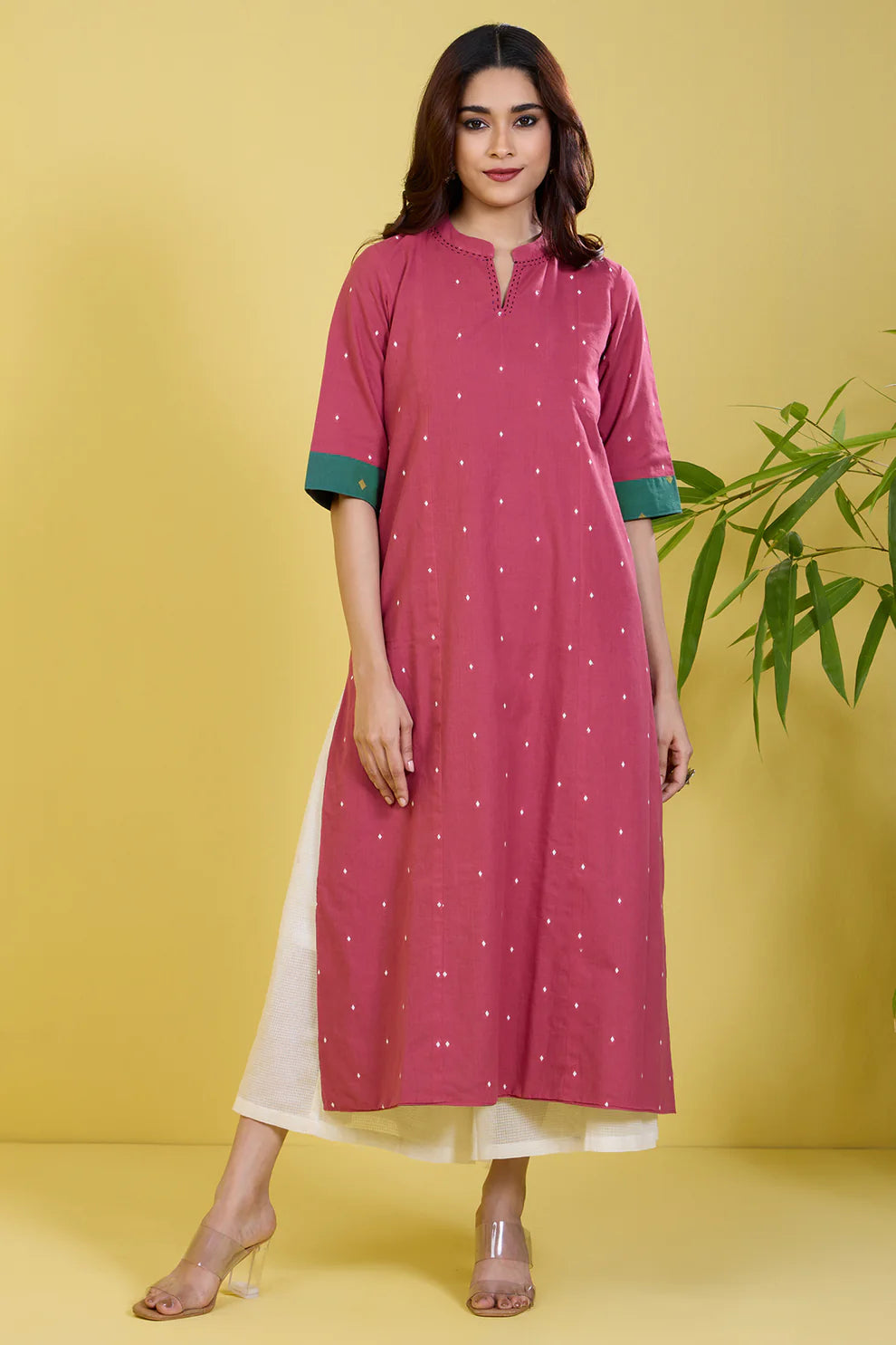 Reversible Long Yoke Panel Kurta Blush Meadow