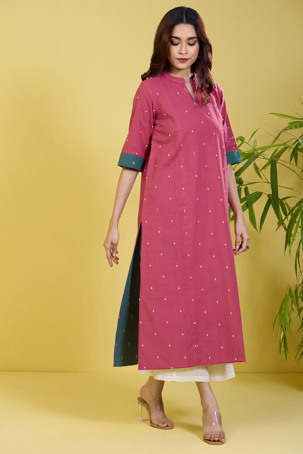 Reversible Long Yoke Panel Kurta Blush Meadow