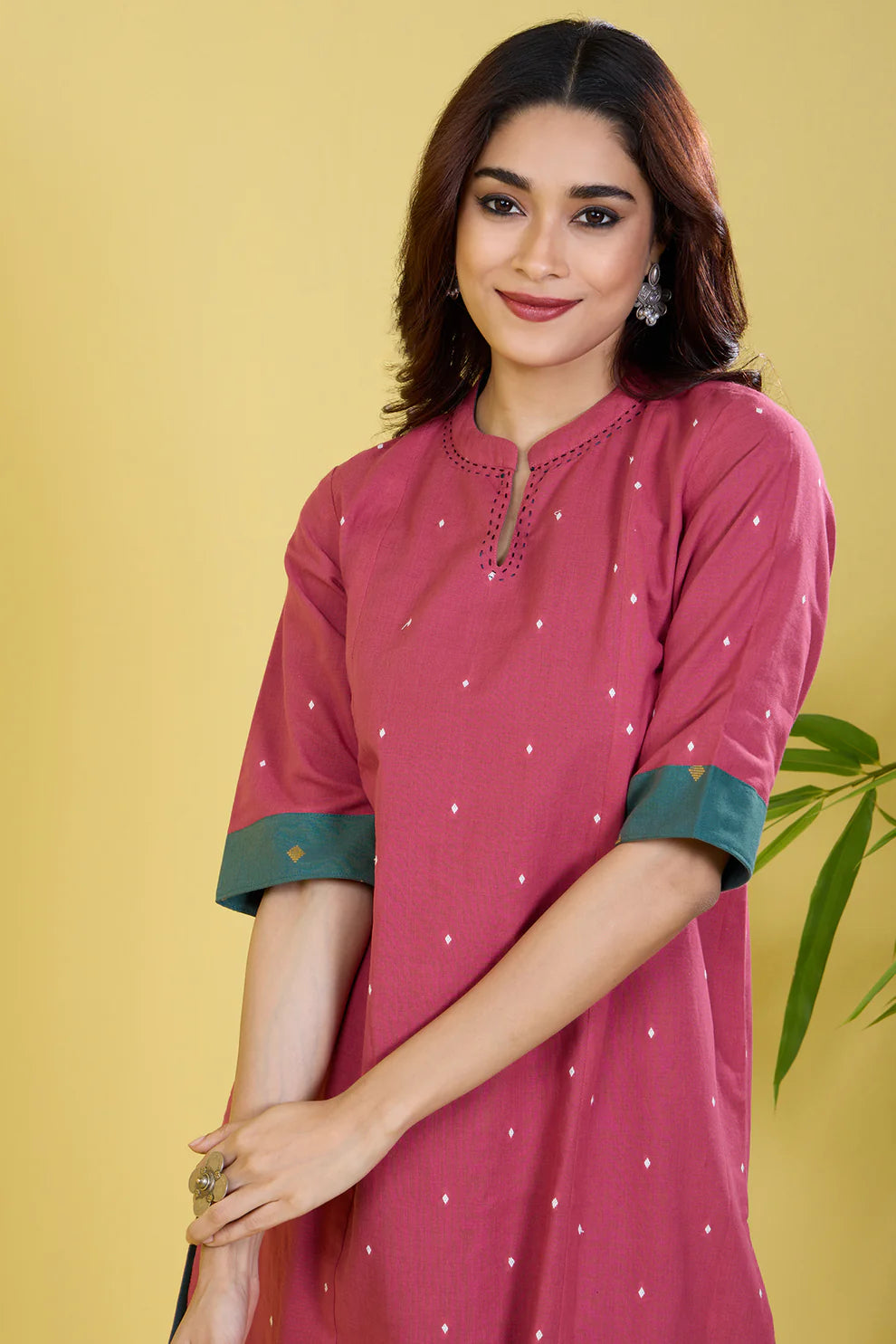 Reversible Long Yoke Panel Kurta Blush Meadow