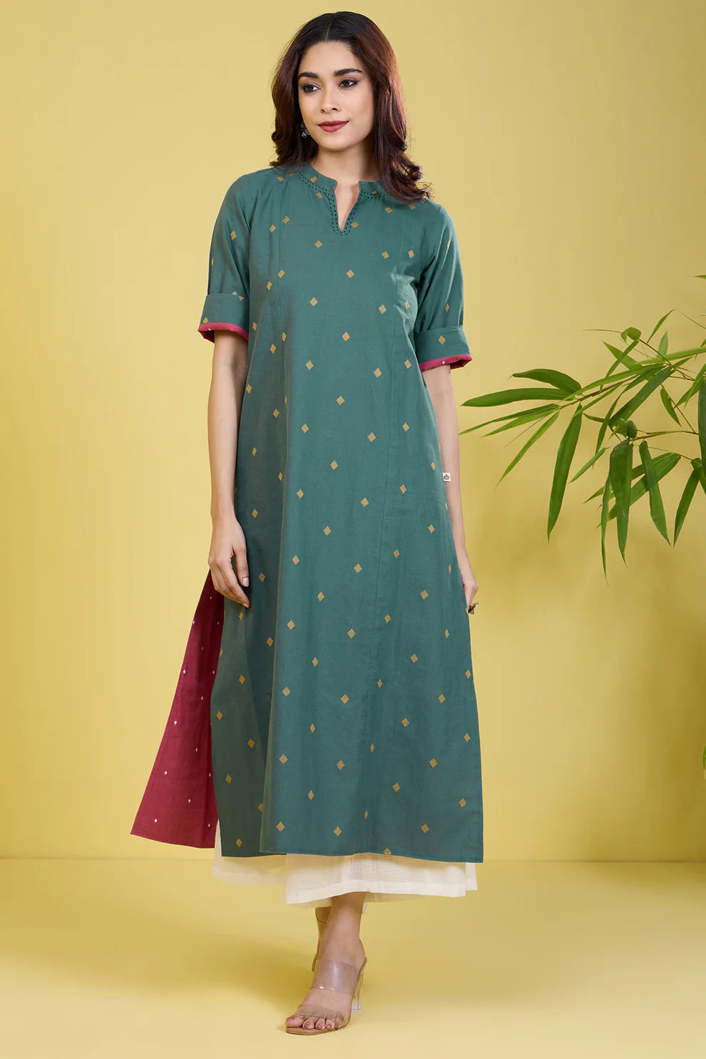 Reversible Long Yoke Panel Kurta Blush Meadow