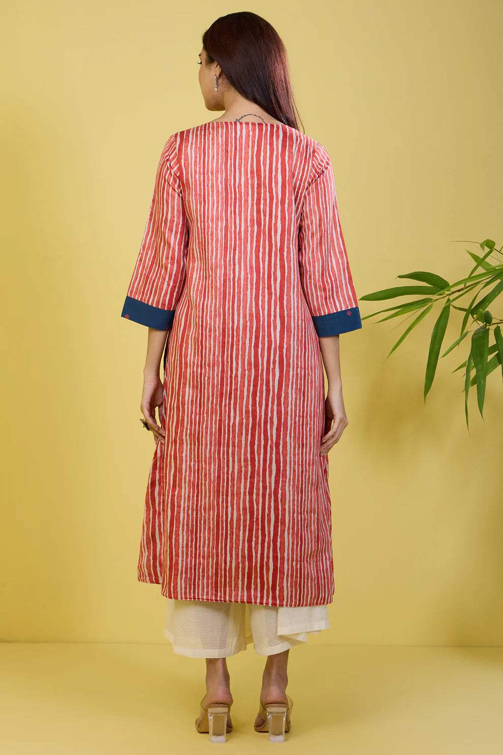 Reversible A-Line Kalidar Kurta Tangerine Ocean