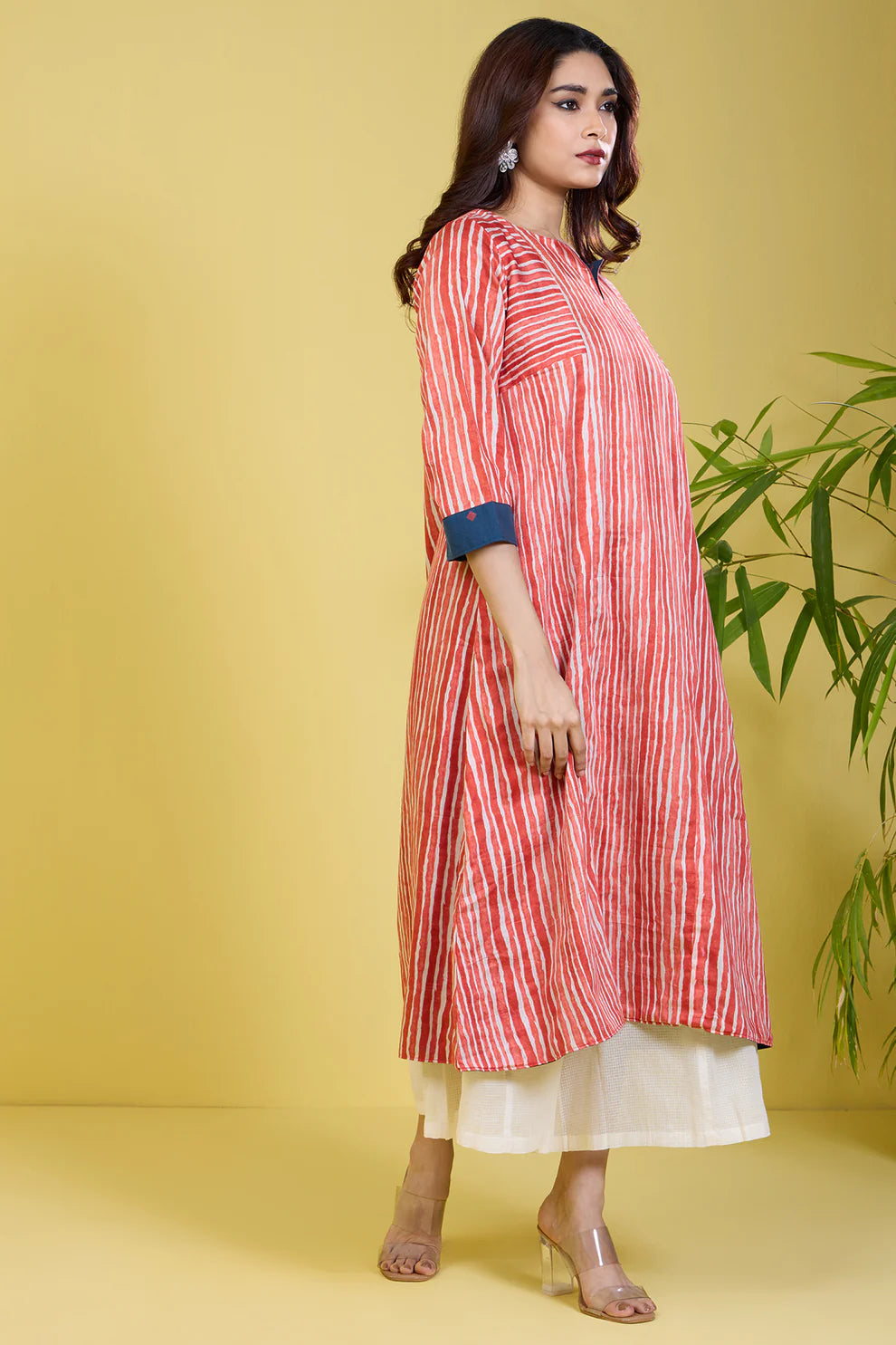 Reversible A-Line Kalidar Kurta Tangerine Ocean