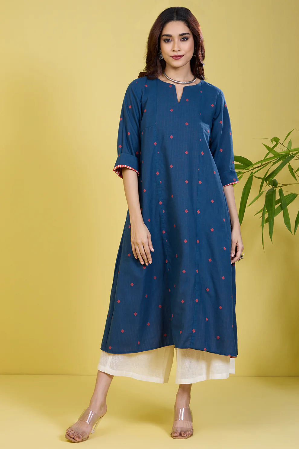 Reversible A-Line Kalidar Kurta Tangerine Ocean