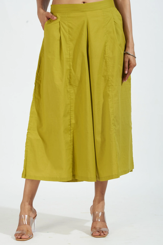 Box Pleated Lime Green Culottes