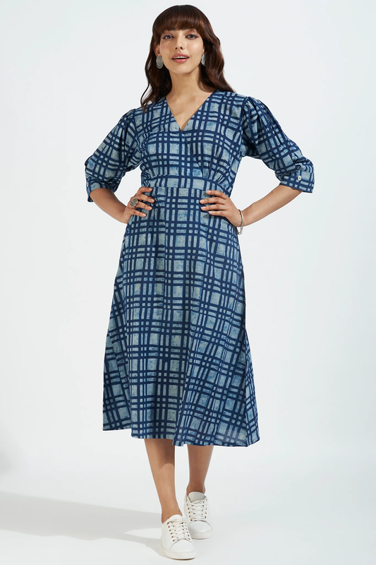 Overlap Dress with Puffed Sleeve