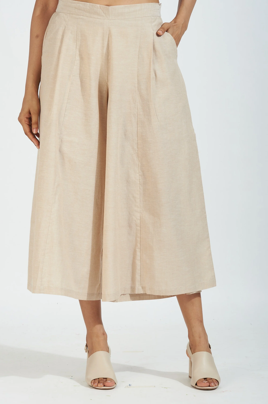 Box Pleated Beige Culottes