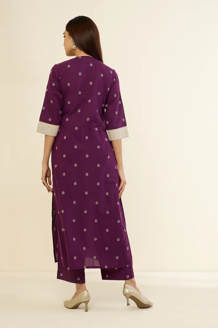 Deep Wine Amber Glow Pintuck Long Kurta