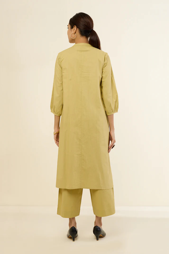 Serene Beige Orb Dance Tunic Kurta With Patch Pocket