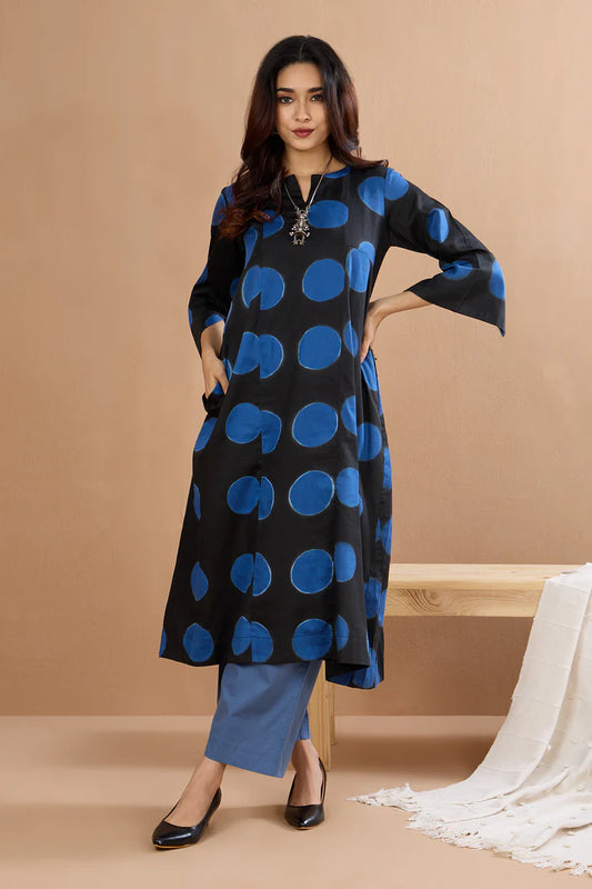 Midnight Circles A-Line Panelled Kurta