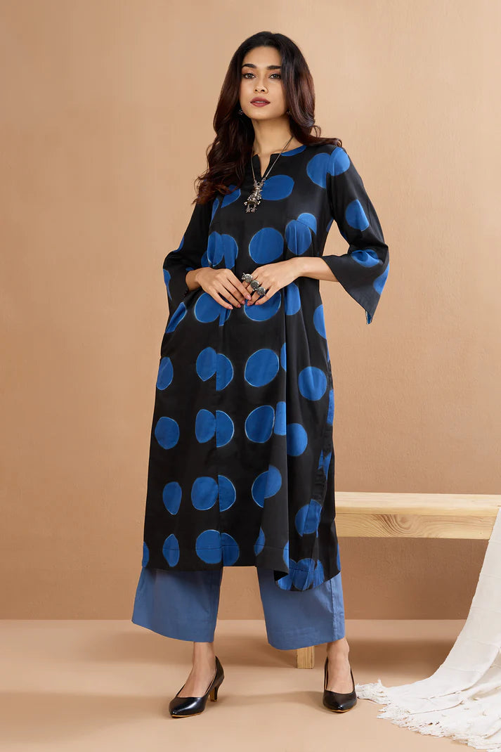 Midnight Circles A-Line Panelled Kurta