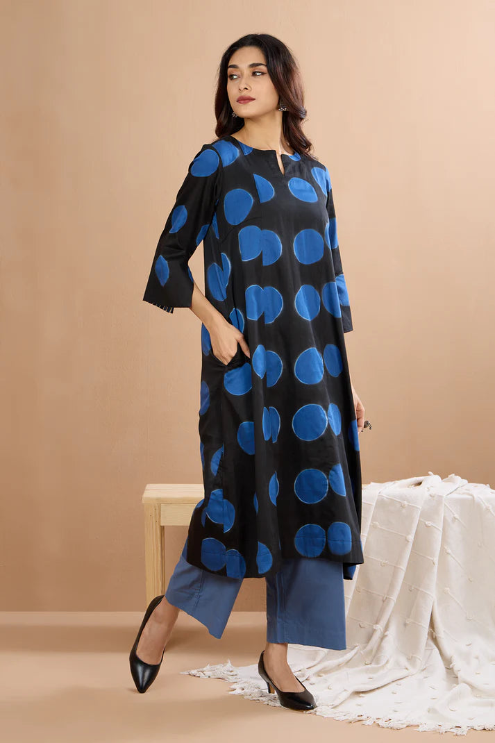 Midnight Circles A-Line Panelled Kurta