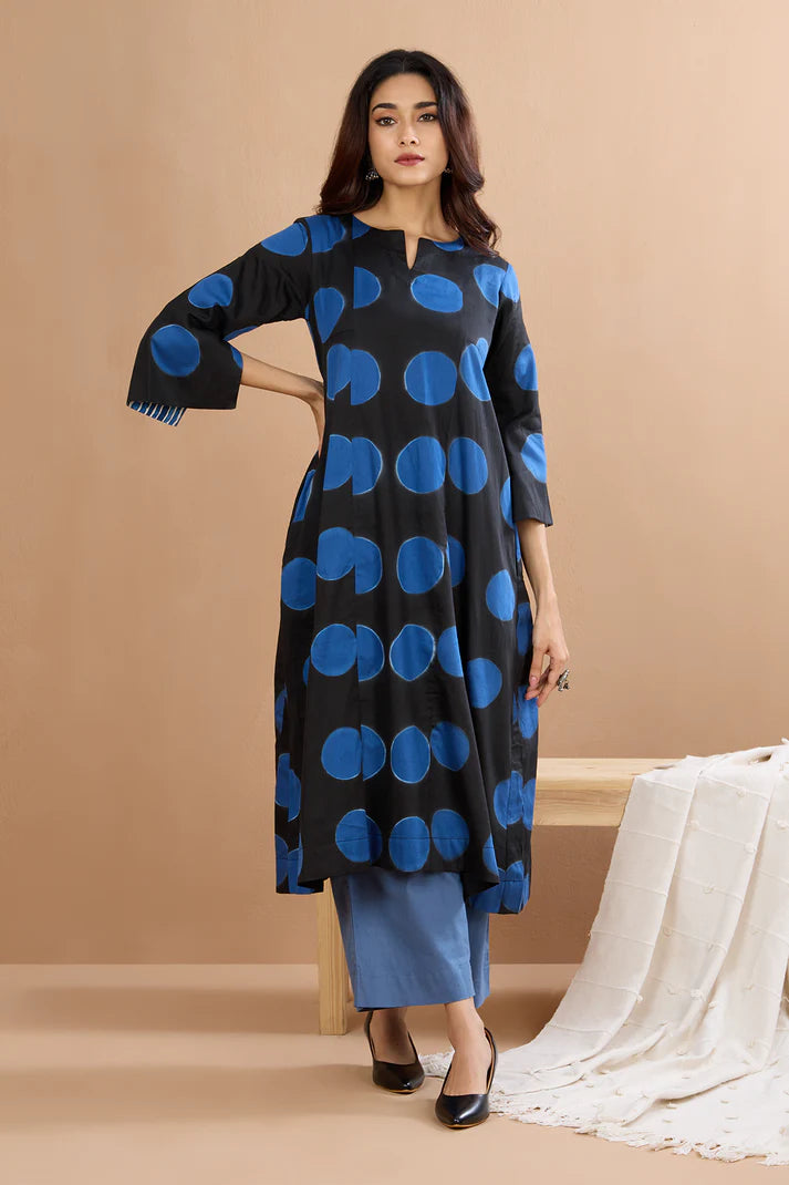 Midnight Circles A-Line Panelled Kurta