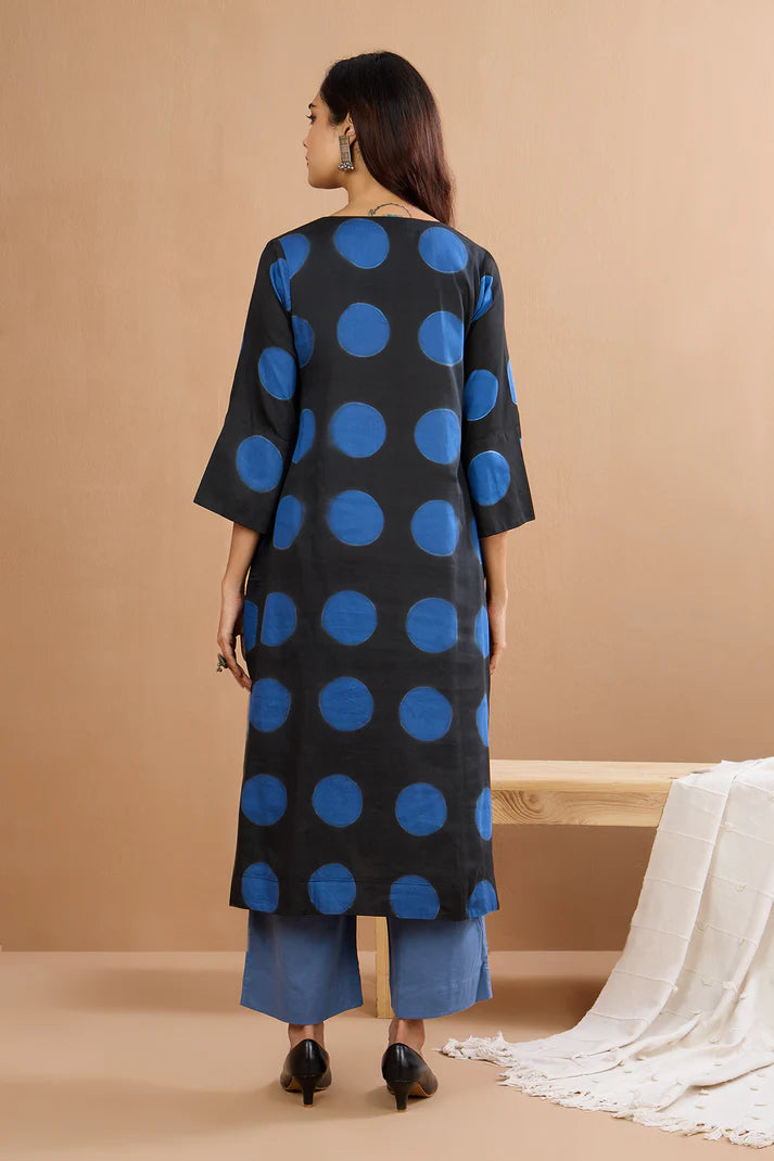 Midnight Circles A-Line Panelled Kurta