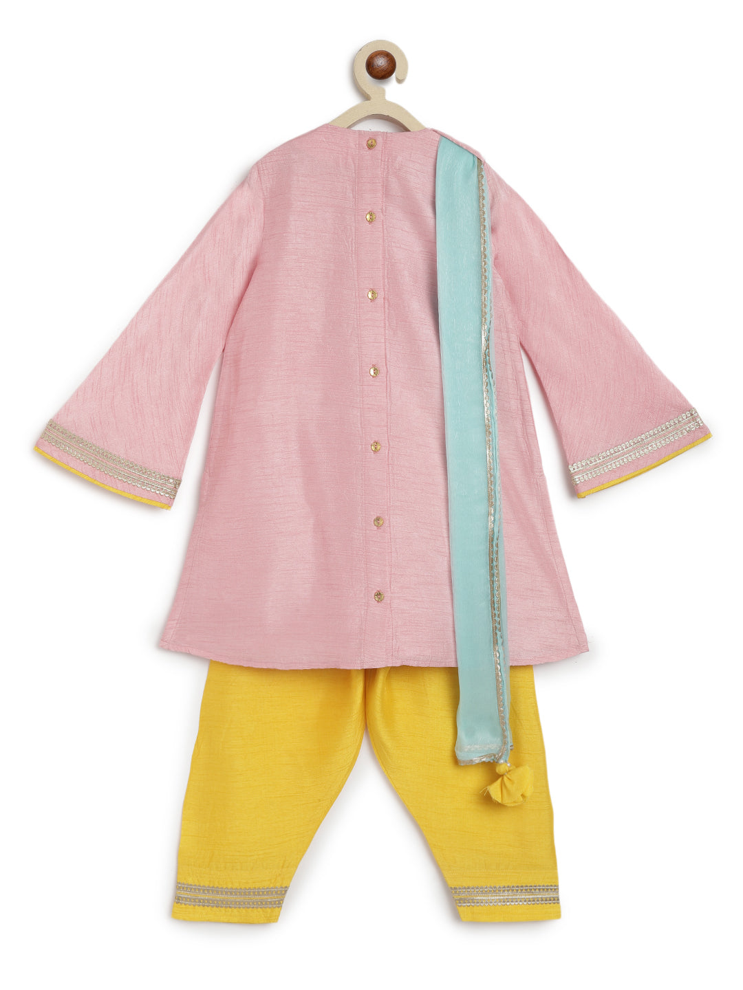 Nargis Silk Suit Set for Girls - Pink