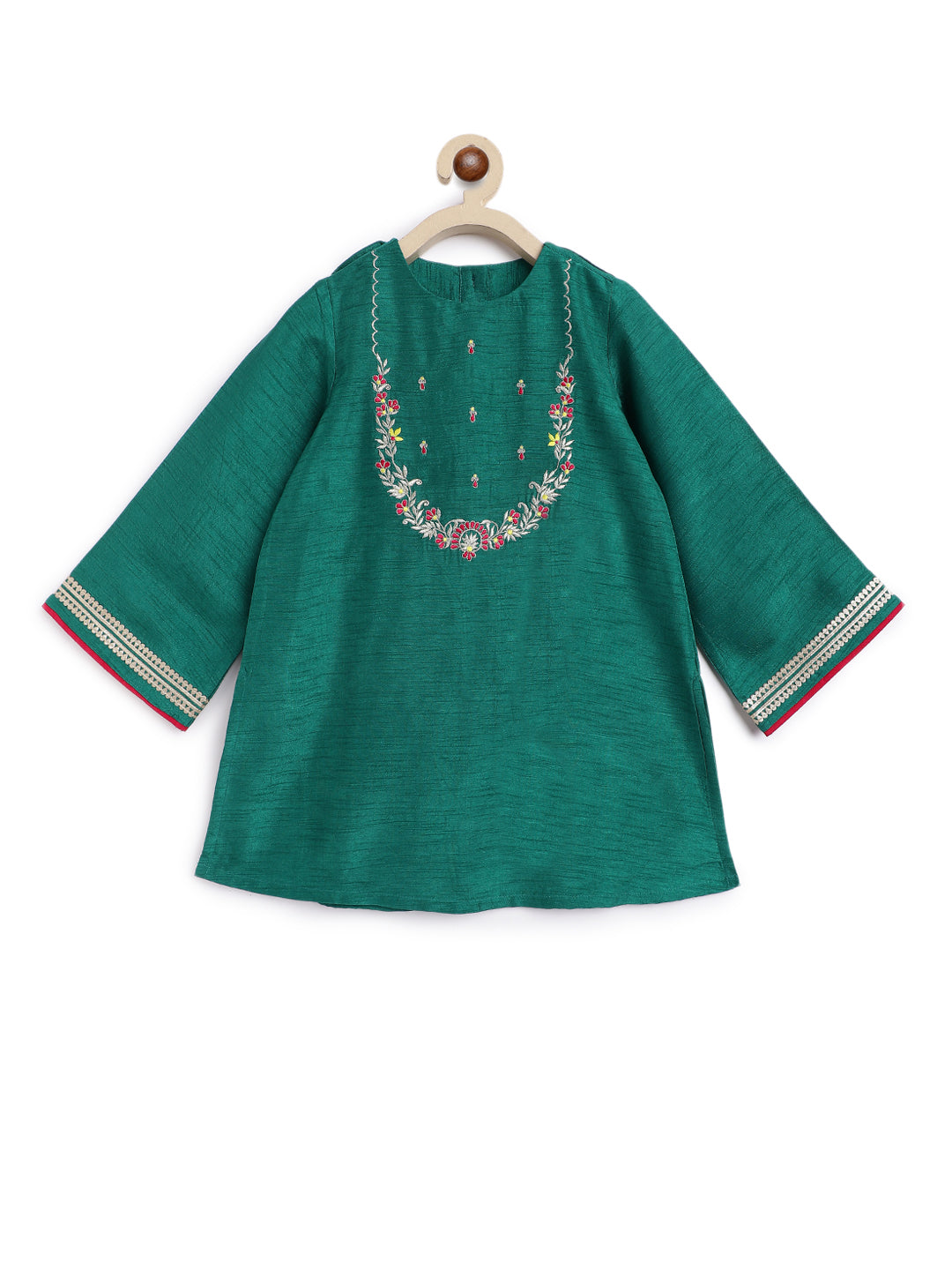 Nargis Silk Suit Set for Girls - Green