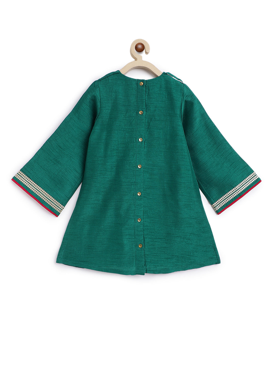 Nargis Silk Suit Set for Girls - Green