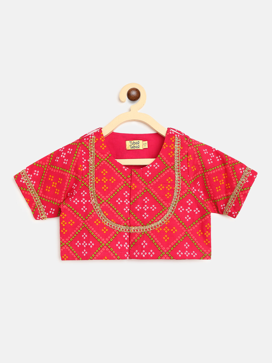 Girls Red Printed Bandhni Set