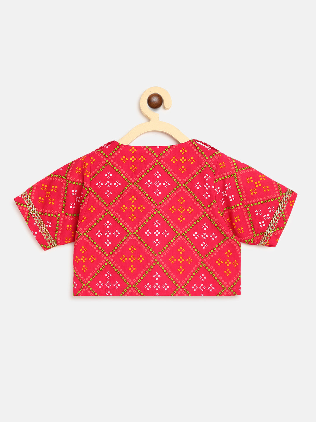 Girls Red Printed Bandhni Set