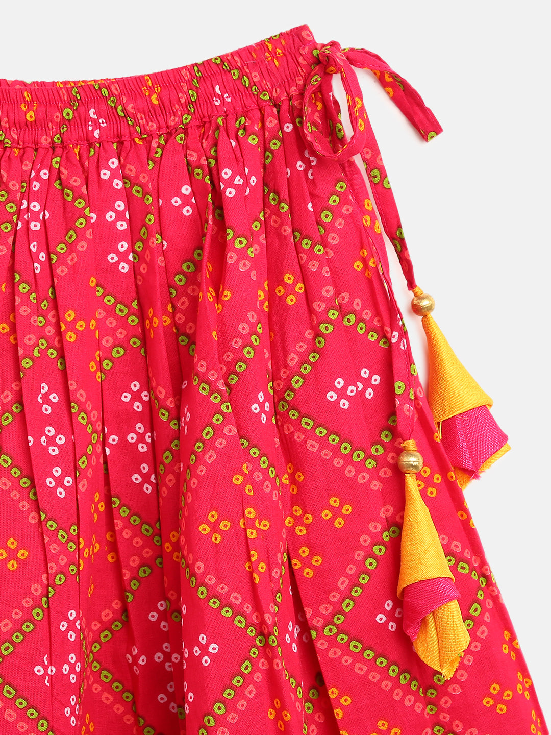 Girls Red Printed Bandhni Set