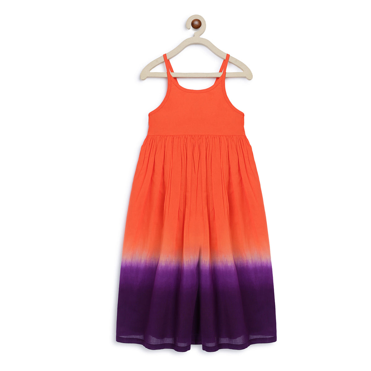 Girls Maxi Dress Orange Tie Dye Ombre