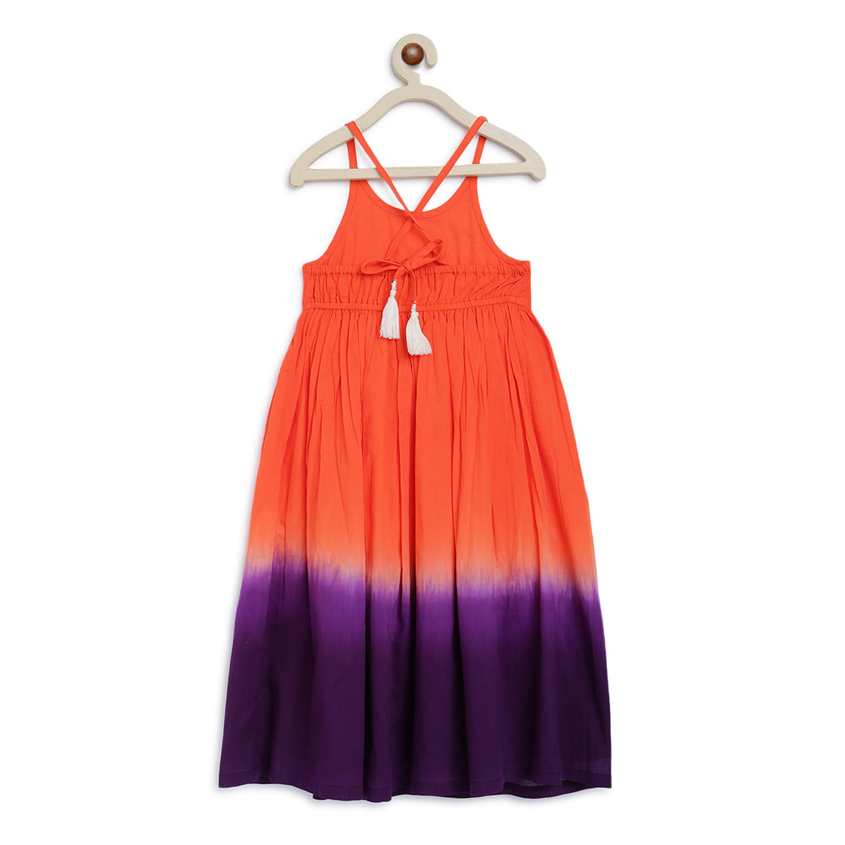 Girls Maxi Dress Orange Tie Dye Ombre