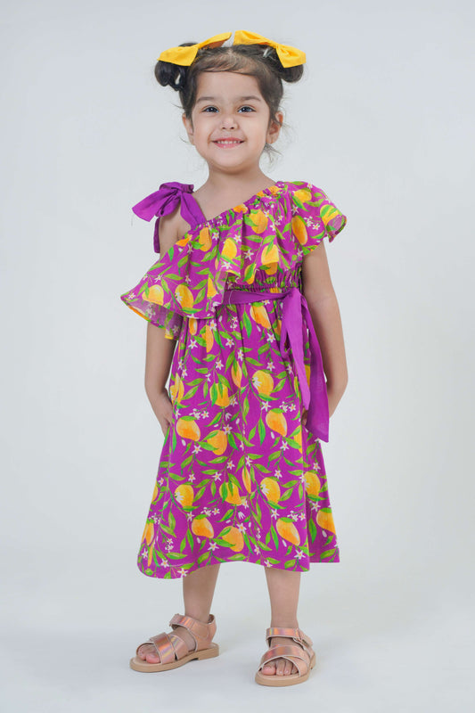 One Shoulder Purple Mango Dress