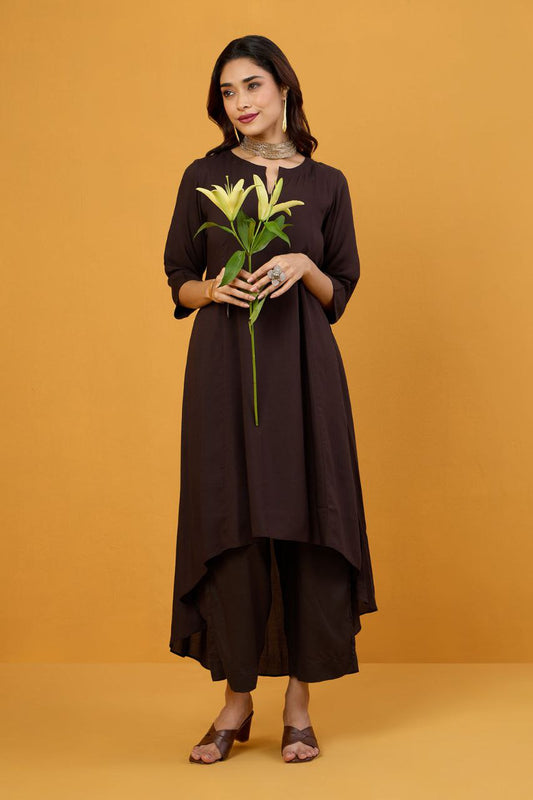 Deep Mocha Asymmetrical Kurta