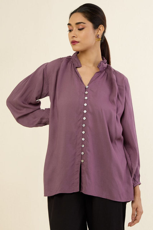 Mauve Mist Button Down Top