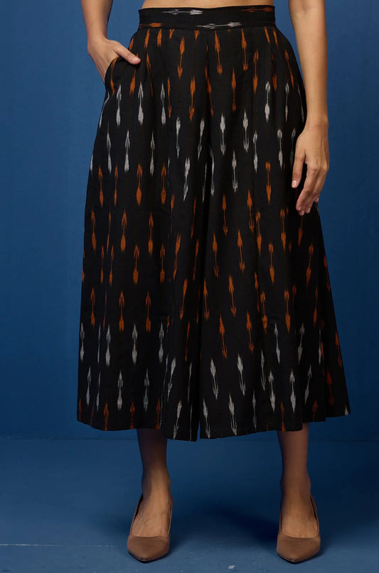 Box Pleated Culotte - Black & Orange